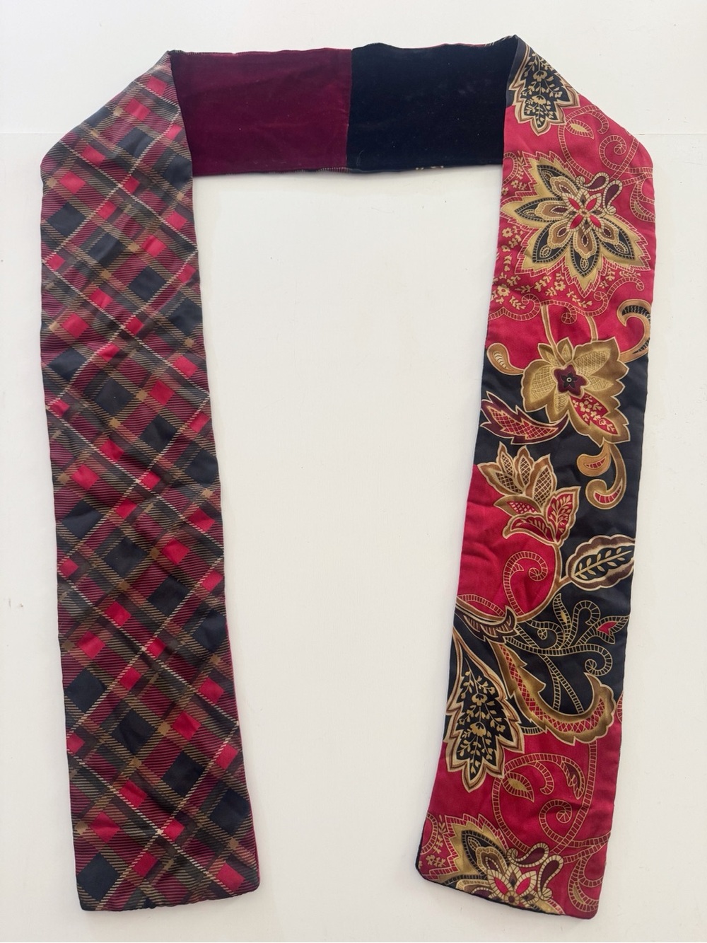 Silk Velvet Mixed-Pattern Reversible Scarf